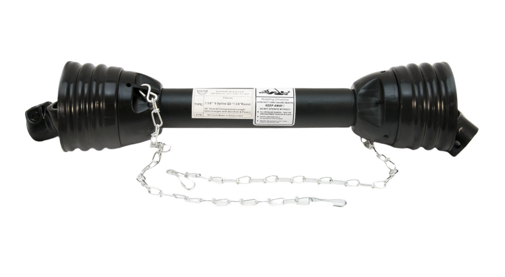 PTO Drive Line, General Purpose, Finishing Mower, Tiller, 1-3/8" x 6 Spline to 1-3/8" Round, 30" - 38", Series 4
