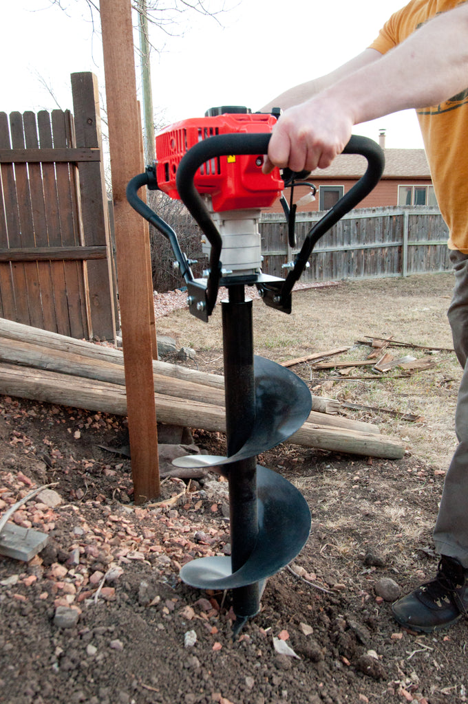 Tool-Tuff Combo: TWO Augers (Choose Sizes) AND Gas Powered, 1-Person-Operated Post Hole Digger Head, 52cc / 2.3 hp Easy-Starting Two Stroke Engine