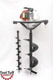Tool-Tuff Combo: TWO Augers (Choose Sizes, Earth or Ice Augers!) Gas Powered Hand-Hald Post Hole Digger / Ice Fisher Auger Head, 63cc / 3 hp, One-Man Operation