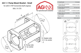 Pump Mount Bracket for Log Splitters - 2.5" Square to 2" Square - for use w/ 5-7 Hp Engines, 11-13GPM pumps