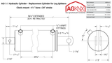 Hydraulic Log Splitter Cylinder, 4.5" Bore, 24" Stroke, Clevis Mount, OEM Replacement