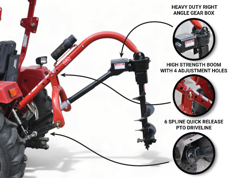 AGKNX Model 400 3-Point Tractor Post Hole Digger for Compact/Sub-Compact/Cat 0 Tractors