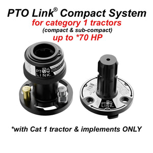 Compact Quick-Connect System - Duo Bundle (1 Tractor/Female Coupler + 1 Implement/Male Coupler), for Sub-Compact & Compact Category 1 Tractors & Implements ONLY (w/max Rating up to 70 HP)