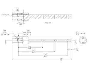 Auger Extension, 2" Hex Drive, Variable Length, 24" Max Length