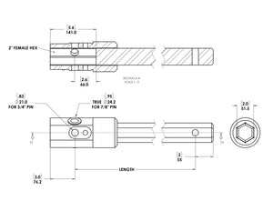 Auger Extension, 2" Hex Drive, Various Lengths
