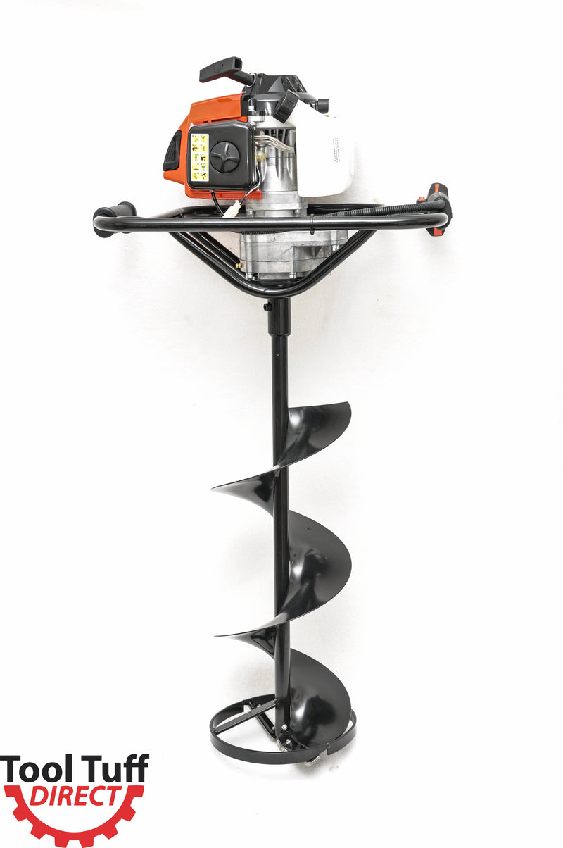 Tool-Tuff Combo: ONE Auger (Choose Size) Gas Powered Hand-Held Post Hole Digger, 63cc, 3 hp, One-Man Operation