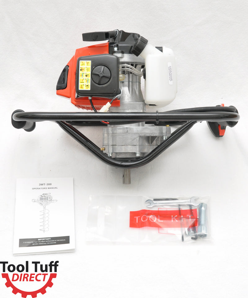 Tool-Tuff Combo: ONE Auger (Choose Size) Gas Powered Hand-Held Post Hole Digger, 63cc, 3 hp, One-Man Operation