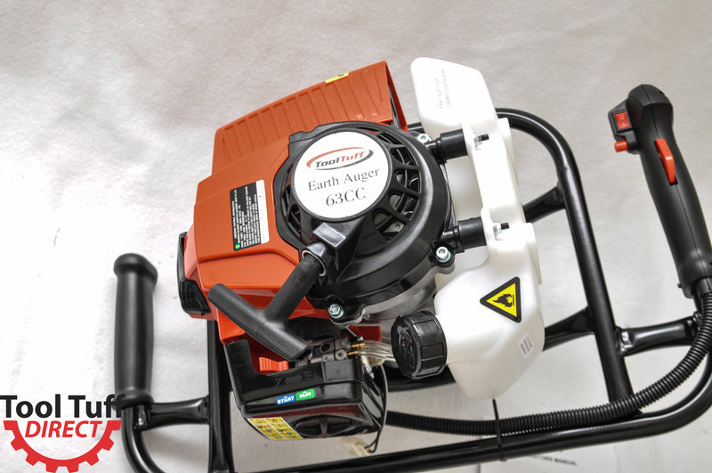 Tool-Tuff Combo: ONE Auger (Choose Size) Gas Powered Hand-Held Post Hole Digger, 63cc, 3 hp, One-Man Operation