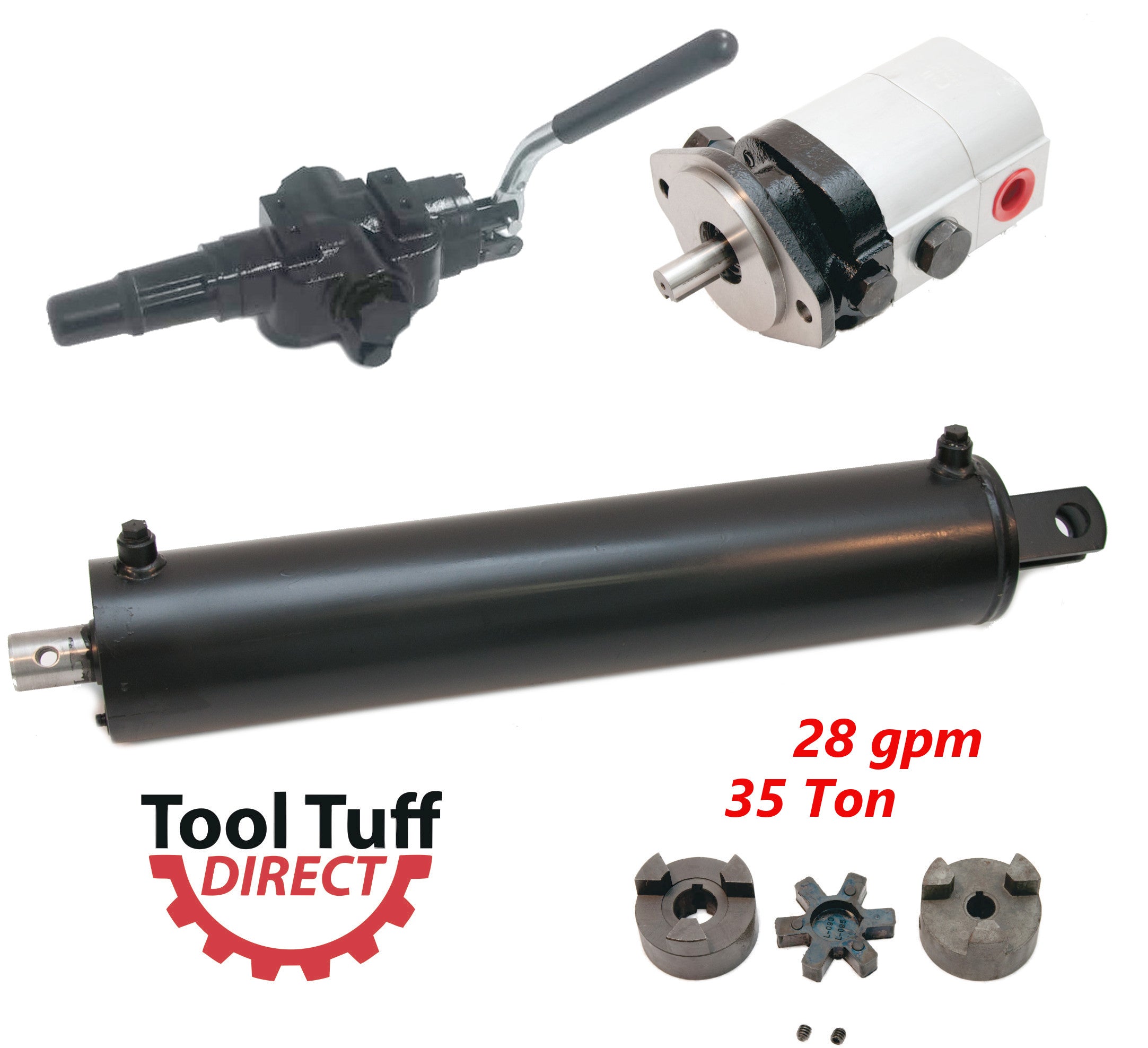 Log Splitter Build Kit, 28 GPM Pump, 35 Ton 5" Cylinder, Detent Valve